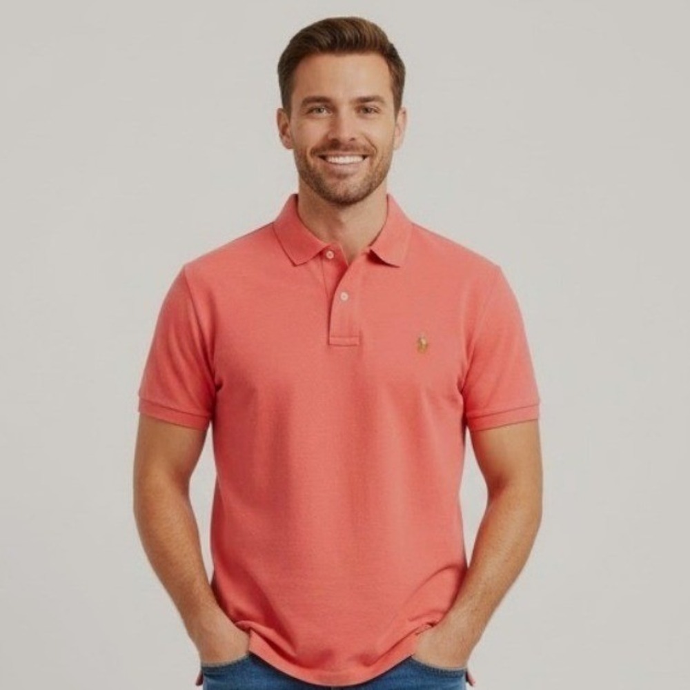 POLO RALPH LAUREN Classic Fit Polo Shirt XXL Mens Coral Pink Flesh‎ Pony Preppy